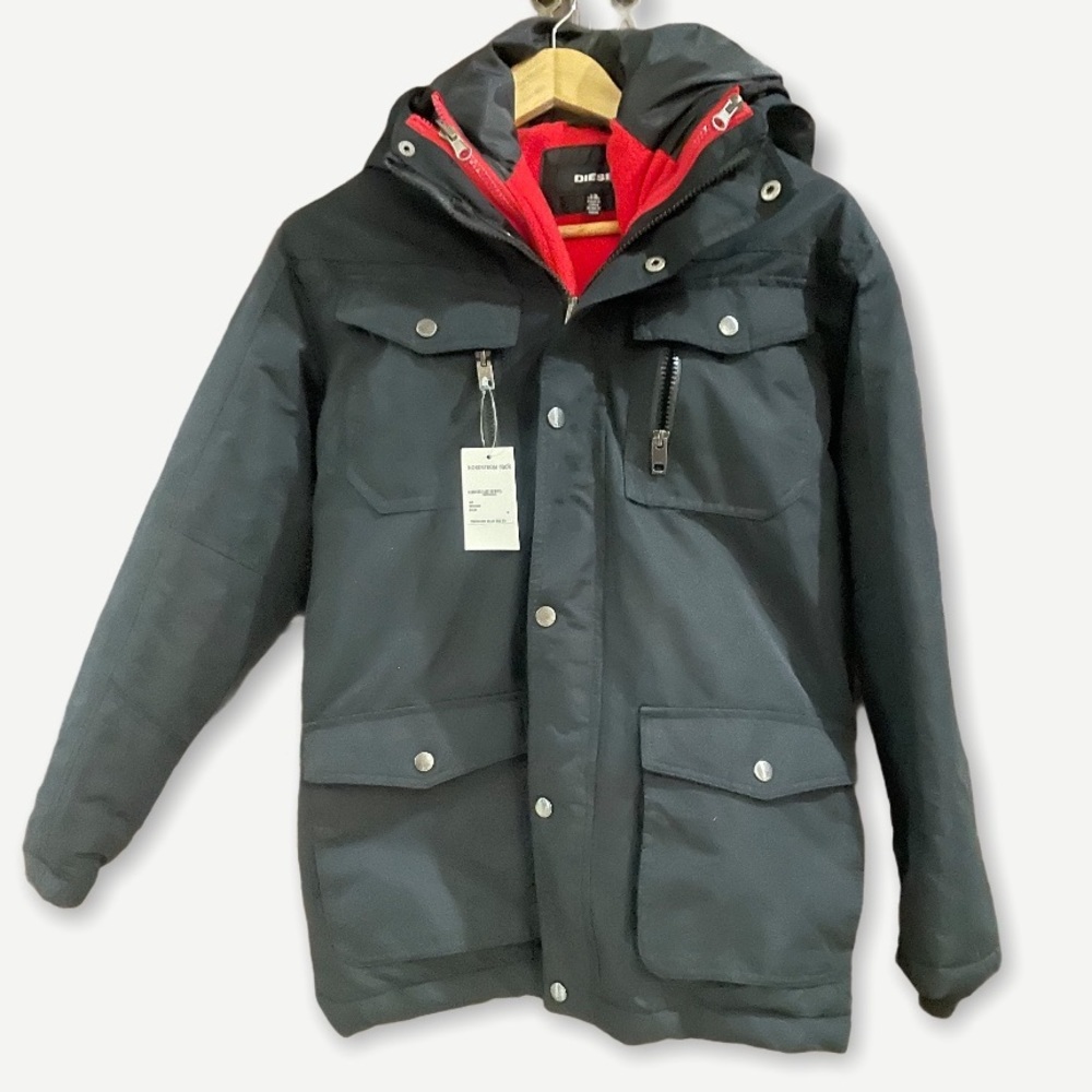 Diesel 3 in 1 Hooded Parka Coat Black Boys 14/16 L